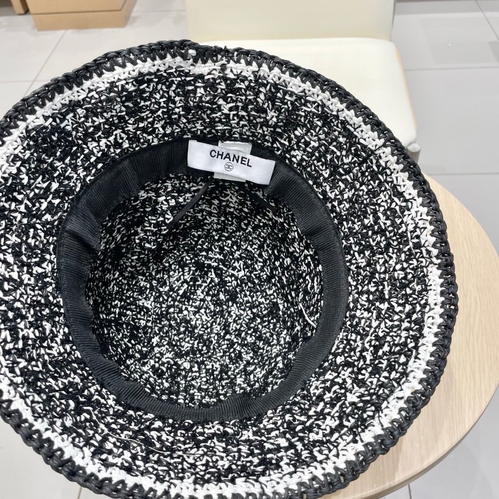 CHANEL Black and White Textured Bucket Hat - Picture 8 of 8